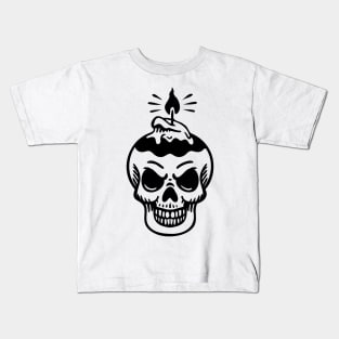 Skull With A Candle Kids T-Shirt